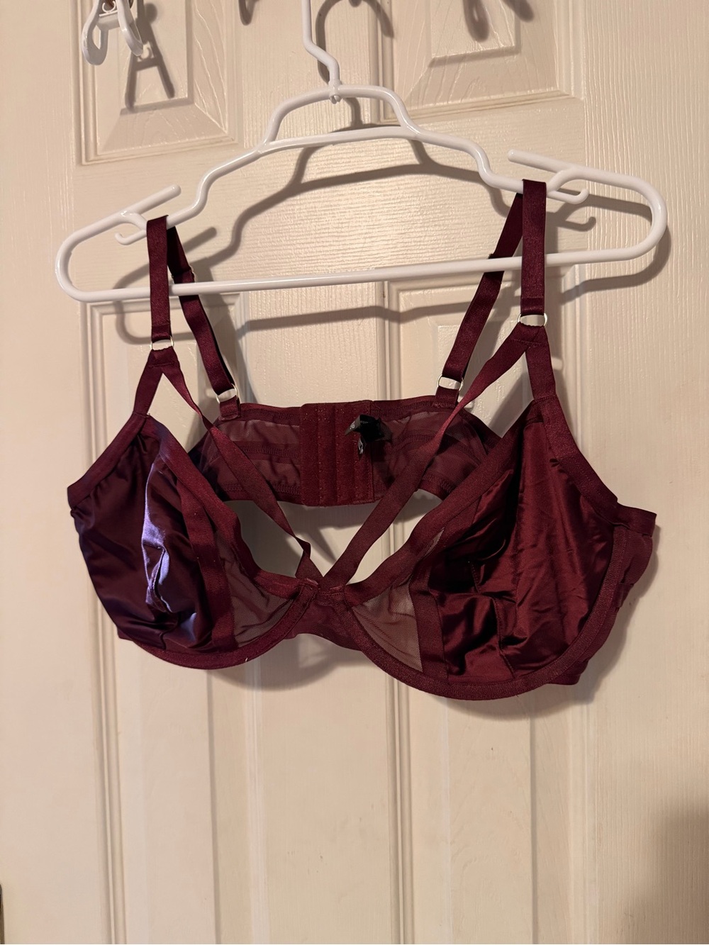 Sheer Strappy Burgundy Underwire Bra and underwear set